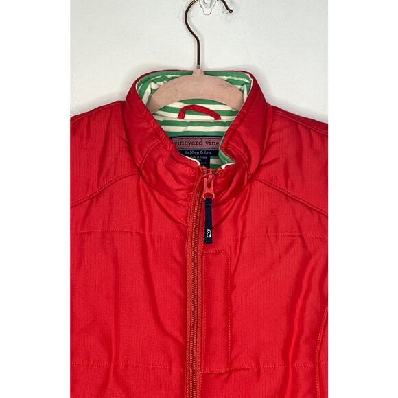 Vineyard Vines Salmon Coral Pink Quilted Puffer Zip Up Pockets Vest Size S - Picture 2 of 8